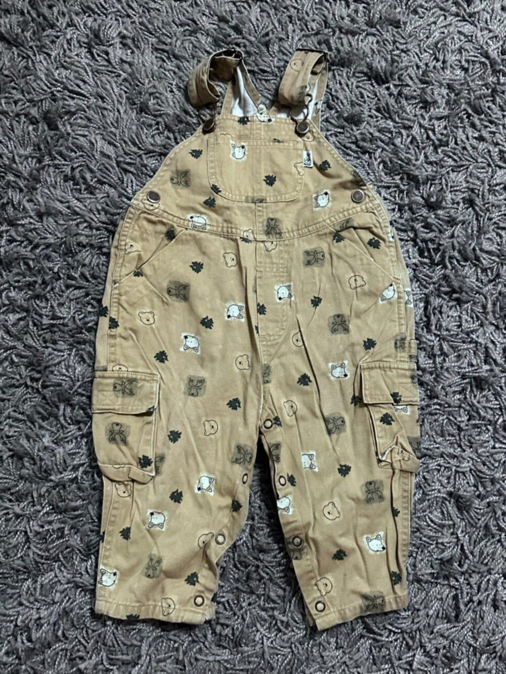 Sprockets Vintage Boys Animal Print Overalls Size 18 Months
